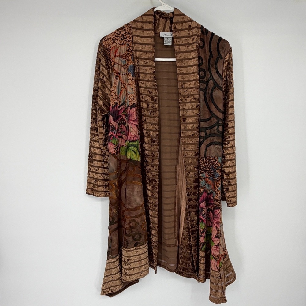 Ania A Velvet Burnout Patchwork Duster Cardigan S Boho Whimsigoth Floral